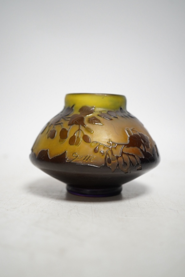 A Galle small cameo glass vase, 6.5cm. Condition - good